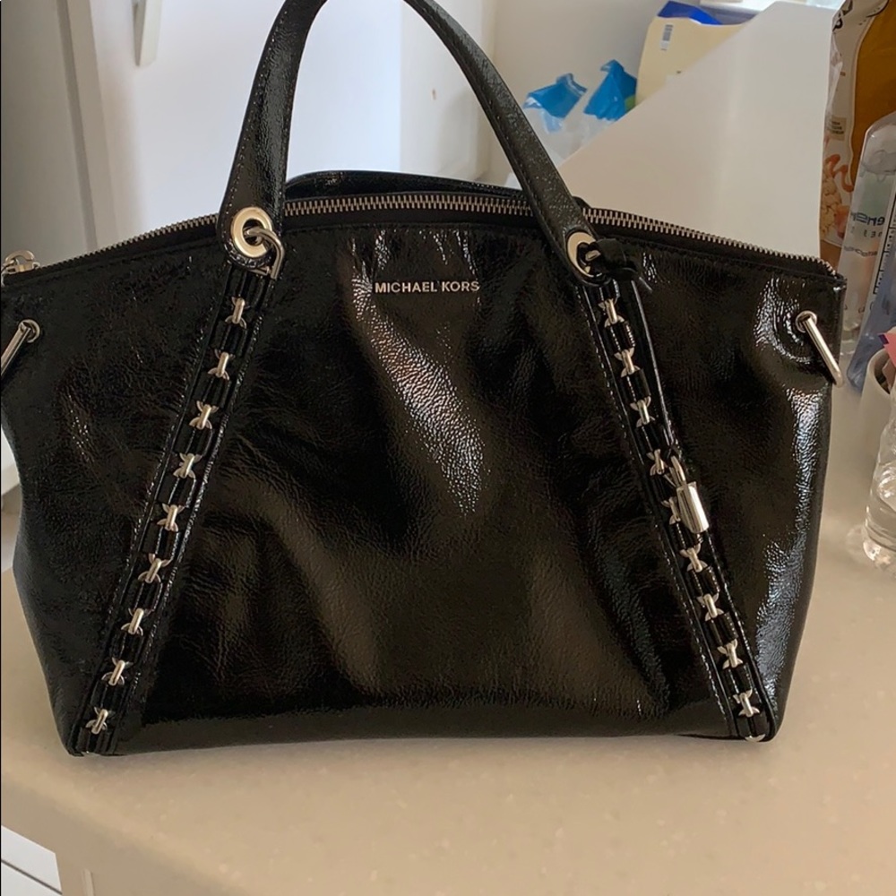 Michael kors patent leather studded bag